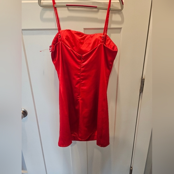 NWT Vestique Ruby Red Rhinestone Trim Mini Dress Size L - Picture 7 of 11